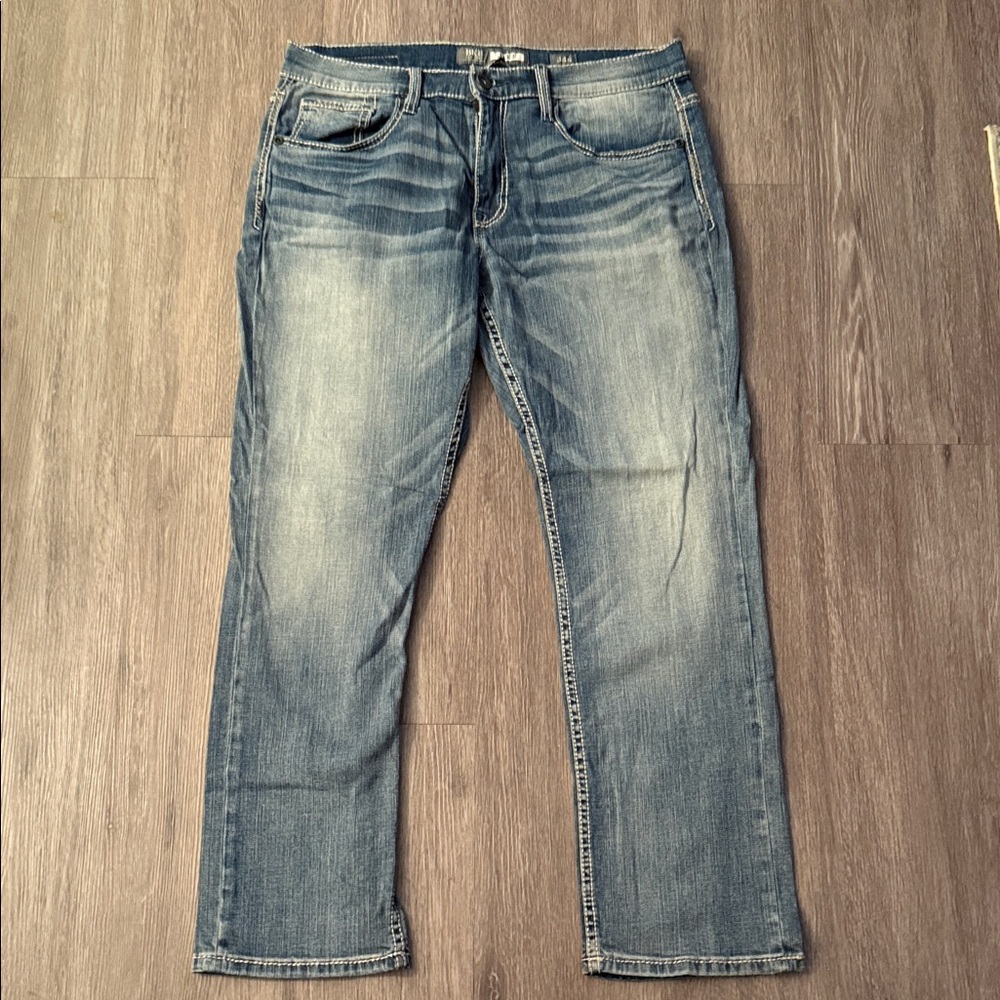 BKE Men's Straight leg light wash Blue Jeans 34x30